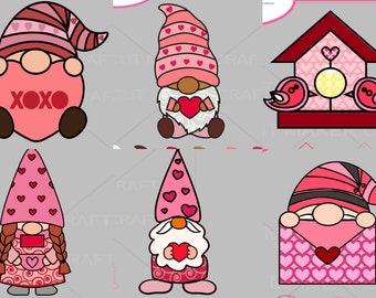 6 Multilayered gnome love heart svg bundle | 3d svg | layered gnome svg | love gnome svg | gnome svg | love birds svg Commercial Use