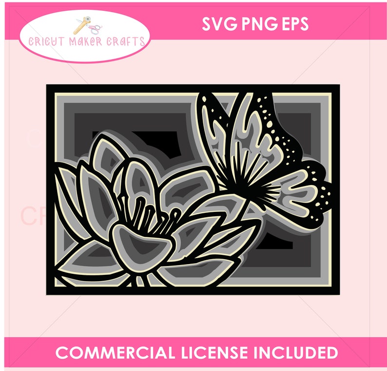 Download Butterfly and Flower Frame 3D Mandala SVG 3D Layered ...