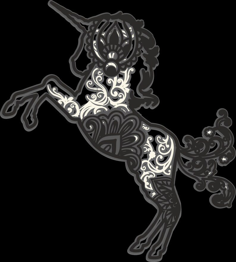 Download Unicorn 3D Mandala SVG 3D Layered Mandala SVG cut file for ...