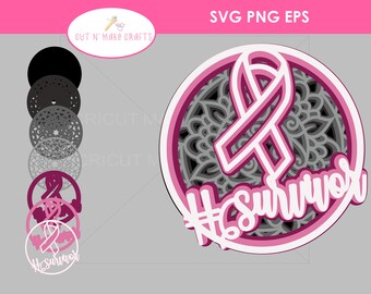 Breast Cancer Survivor SVG 3D Mandala SVG, 3D Layered Mandala SVG cut file for Cricut Silhouette, Bake svg, gift for bakers Commercial Use