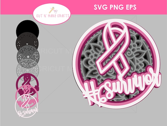 Download Breast Cancer Survivor Svg 3d Mandala Svg 3d Layered Mandala Etsy