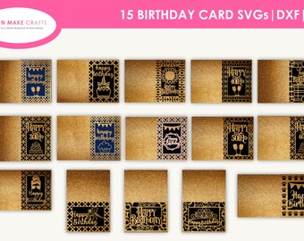15 Birthday Card SVG Cut Files for Cricut - Commercial Use - Happy Birthday Card SVG