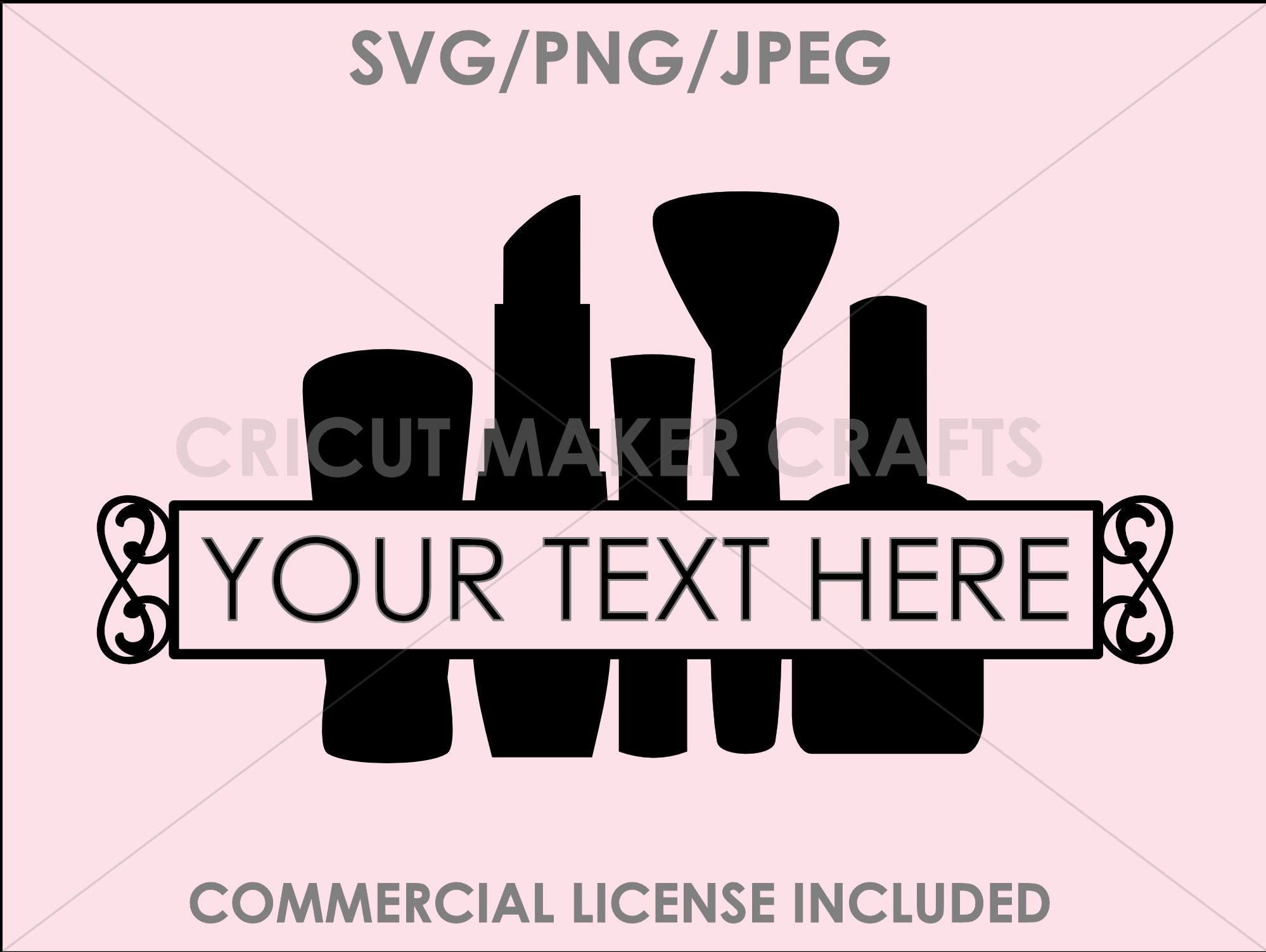 SVG Makeup Monogram Svg Cut File for Cricut Makeup Svg - Etsy