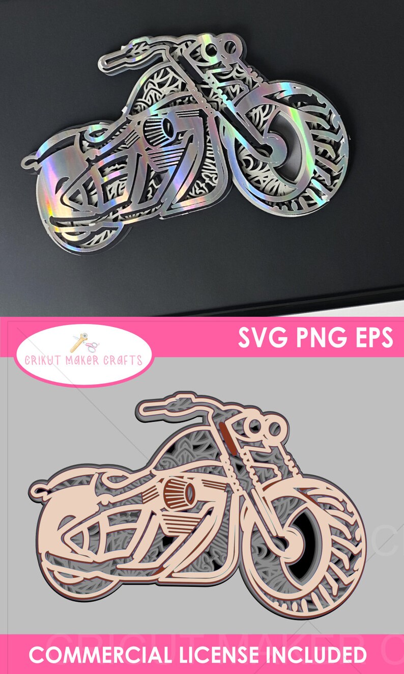 Download Bike/chopper/Motorbike 3D Multilayered Mandala SVG 3D ...