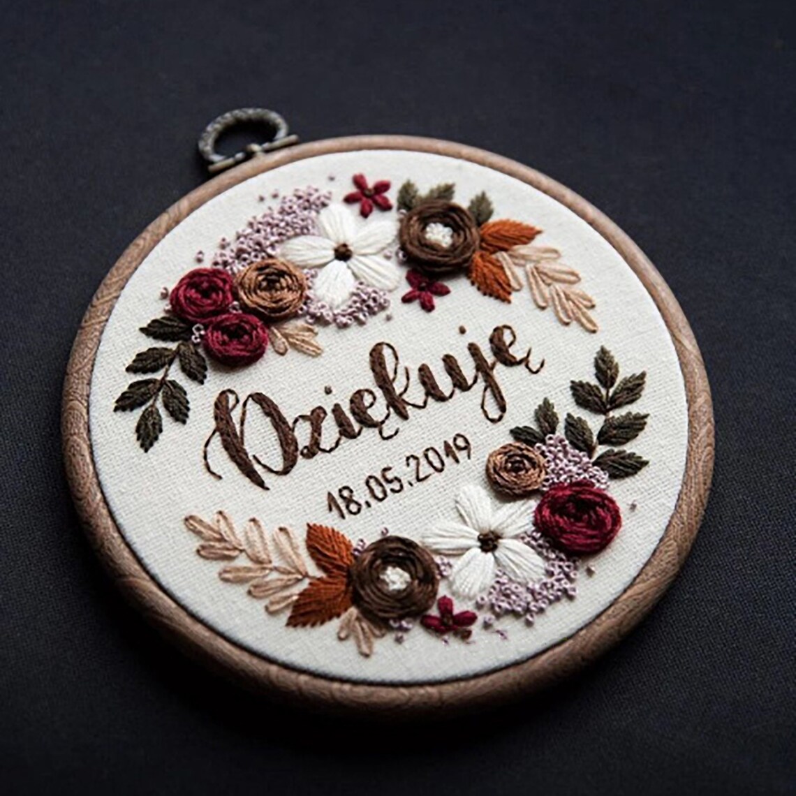 Flower Embroidery kit Custom Text Wedding Gift Beginners Etsy