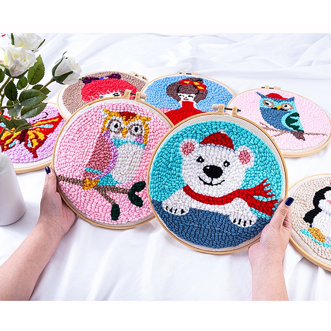 Animal Punch Needle Kit Owl Punch Needle Starter Kit Punch Etsy