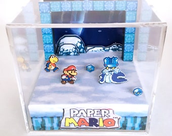 Paper Mario N64 3D Diorama Cube - Crystal King Fight