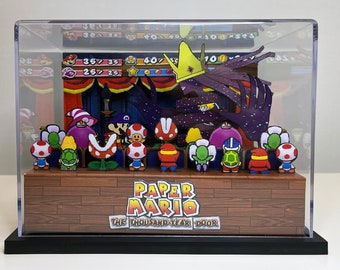 Paper Mario Thousand Year Door 3D Diorama Cube Large - Shadow Queen Fight