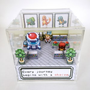 Pokemon 3D Diorama Cube Choose your starter Pokemon Leafgreen/Firered Customizable with Boy or Girl Trainer image 3