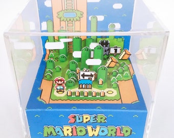 Super Mario World 3D Diorama Cube - World 1