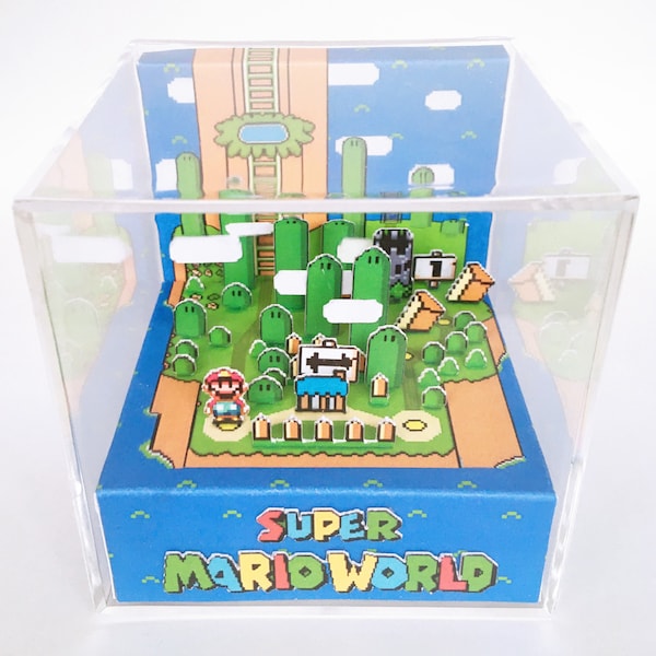 Super Mario World 3D Diorama Cube - World 1