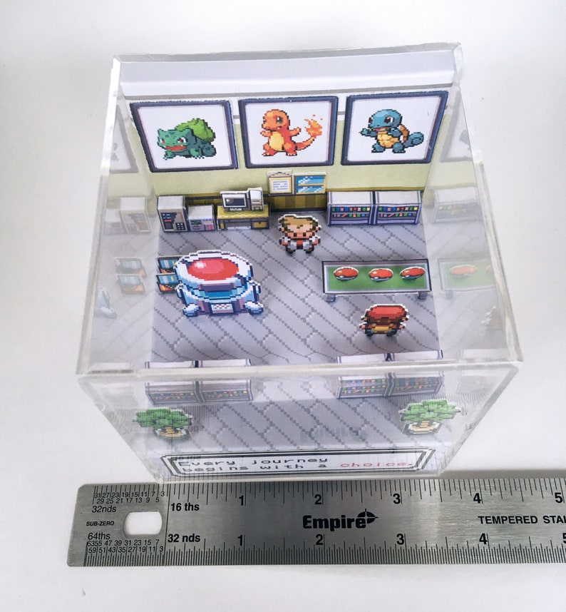 Pokemon 3D Diorama Cube Choose your starter Pokemon Leafgreen/Firered Customizable with Boy or Girl Trainer image 7