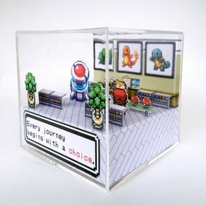 Pokemon 3D Diorama Cube Choose your starter Pokemon Leafgreen/Firered Customizable with Boy or Girl Trainer image 5