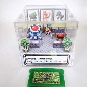 Pokemon 3D Diorama Cube Choose your starter Pokemon Leafgreen/Firered Customizable with Boy or Girl Trainer image 8