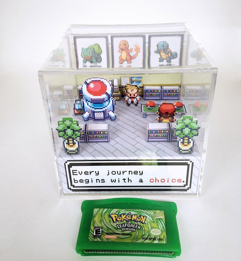 Pokemon 3D Diorama Cube Choose your starter Pokemon Leafgreen/Firered Customizable with Boy or Girl Trainer image 8