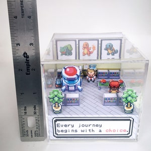 Pokemon 3D Diorama Cube Choose your starter Pokemon Leafgreen/Firered Customizable with Boy or Girl Trainer image 6