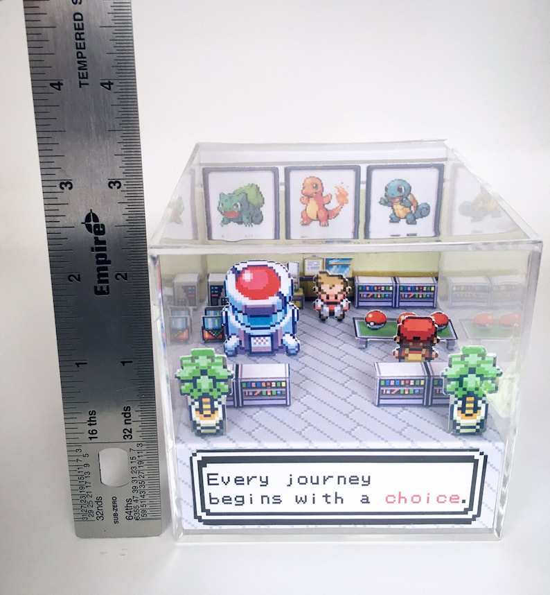 Pokemon 3D Diorama Cube Choose your starter Pokemon Leafgreen/Firered Customizable with Boy or Girl Trainer image 6
