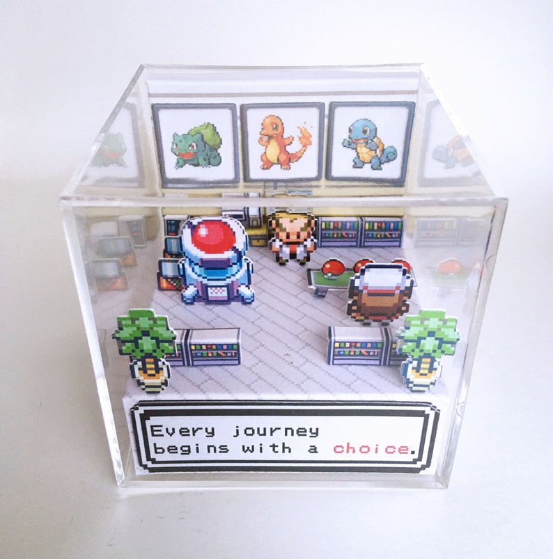Pokemon 3D Diorama Cube Choose your starter Pokemon Leafgreen/Firered Customizable with Boy or Girl Trainer image 2