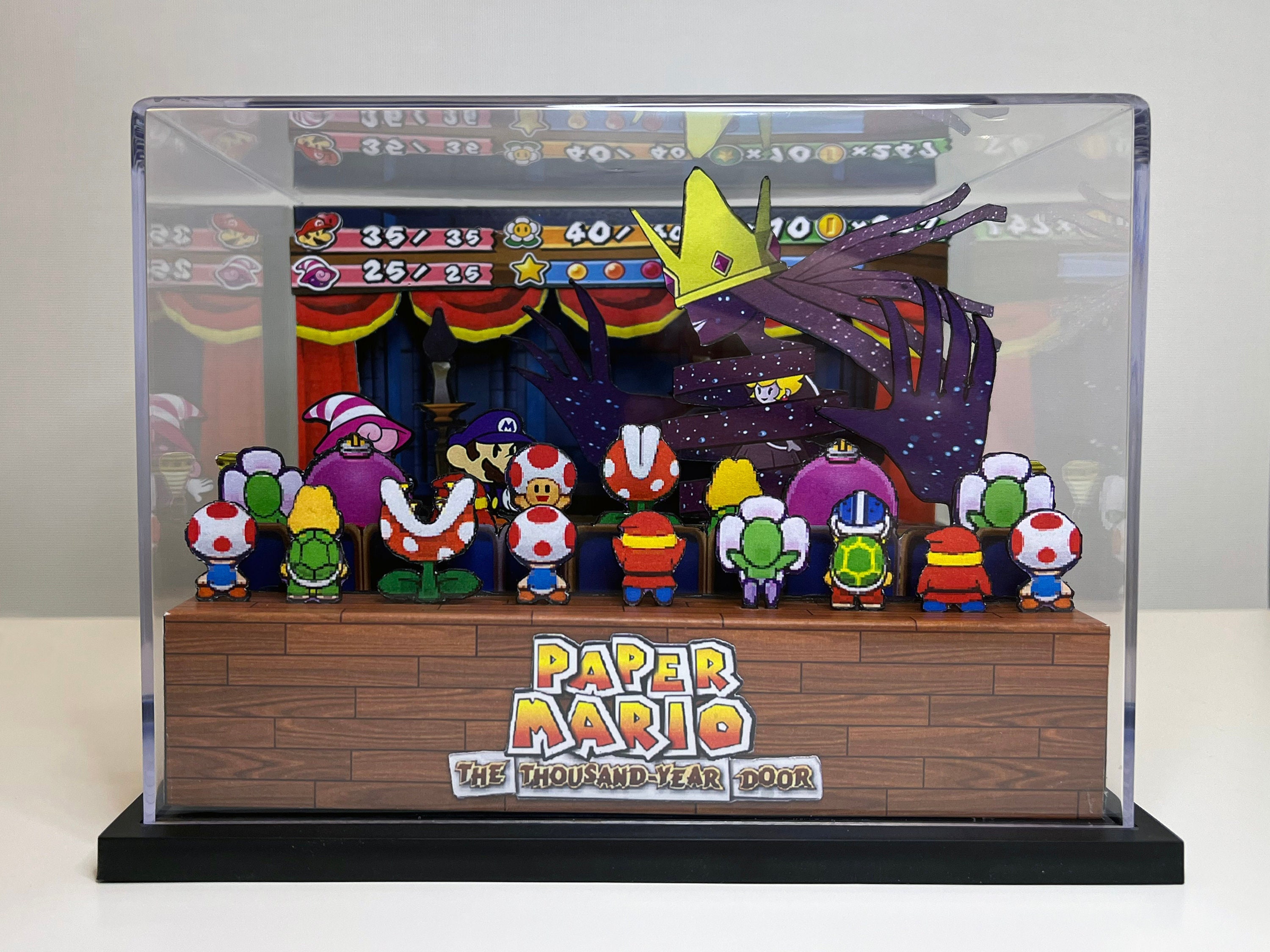 Paper Mario Thousand Year Door 3D Diorama Cube Large Shadow Queen Fight