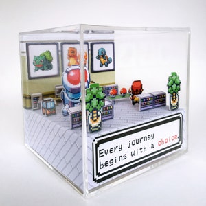 Pokemon 3D Diorama Cube Choose your starter Pokemon Leafgreen/Firered Customizable with Boy or Girl Trainer image 4