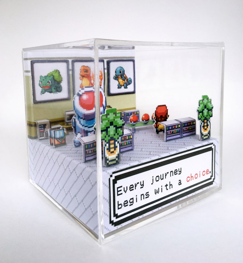 Pokemon 3D Diorama Cube Choose your starter Pokemon Leafgreen/Firered Customizable with Boy or Girl Trainer image 4