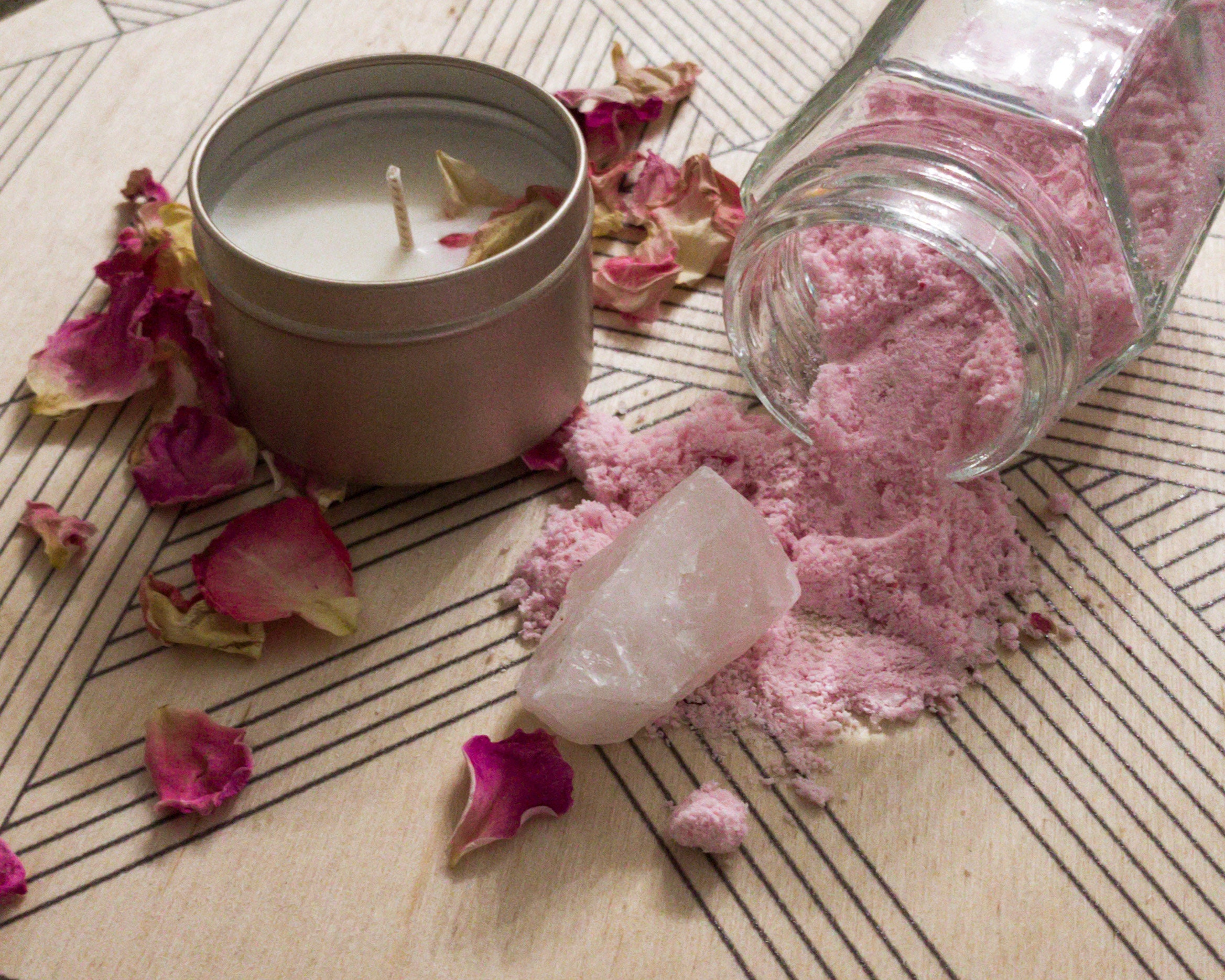 Rose Quartz Gift Set Gift for Her Candle Gift Box Self Etsy