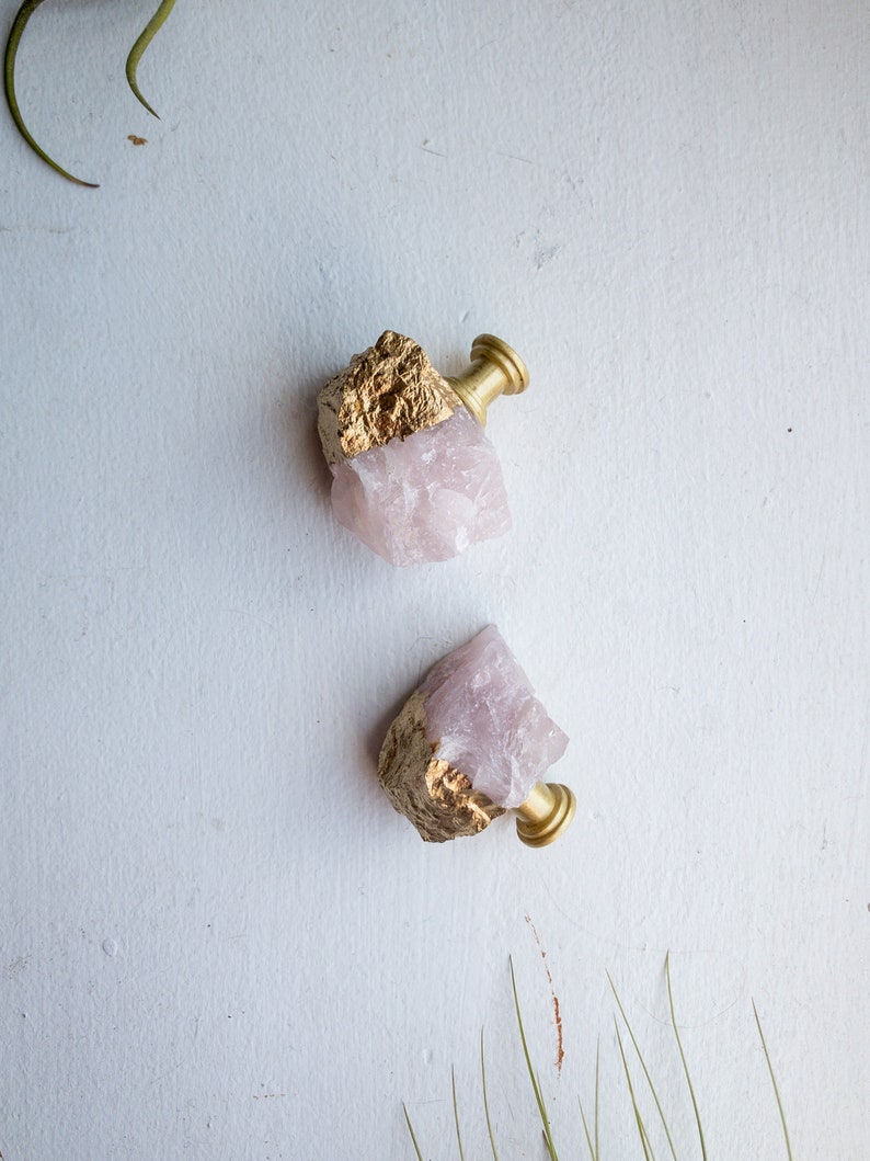 Rose Quartz Knob Pink Knobs Unique Knobs Unique Etsy
