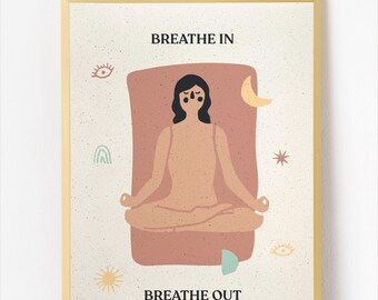 Yoga Poster – "Breath", Recycled Coffee Paper Print