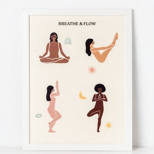Yoga Poster 'Breathe&Flow' - yoga print, yoga wall art, yoga art, yoga gift, yoga poses