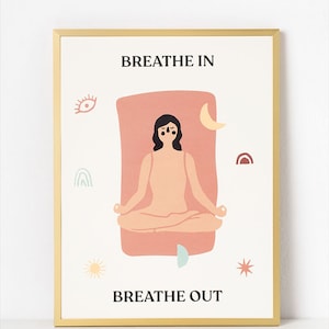 Yoga Poster &quot;Breath&quot; - yoga print, yoga wall art, yoga gift, yoga art, yoga gift, yoga poses