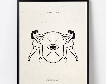 Yoga Poster - 'Bright Spirit' Yoga Poses Art Print