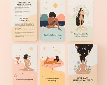 Cartes d'affirmation, Jeu de cartes d'affirmation, Cartes d'entretien, Cartes de pleine conscience, Cartes d'affirmation positive, Cadeau pleine conscience, Cadeau de soi