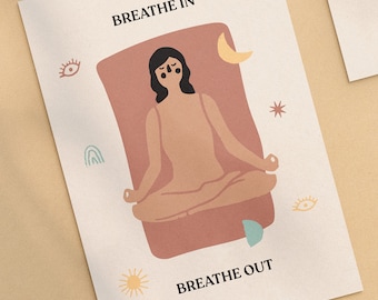 Yoga Pose Postcard, Feminine Illustration, Gift for Yogi