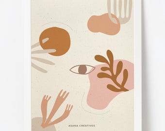 Abstract Yoga Art Print – Geometric Shapes on Recycled Paper