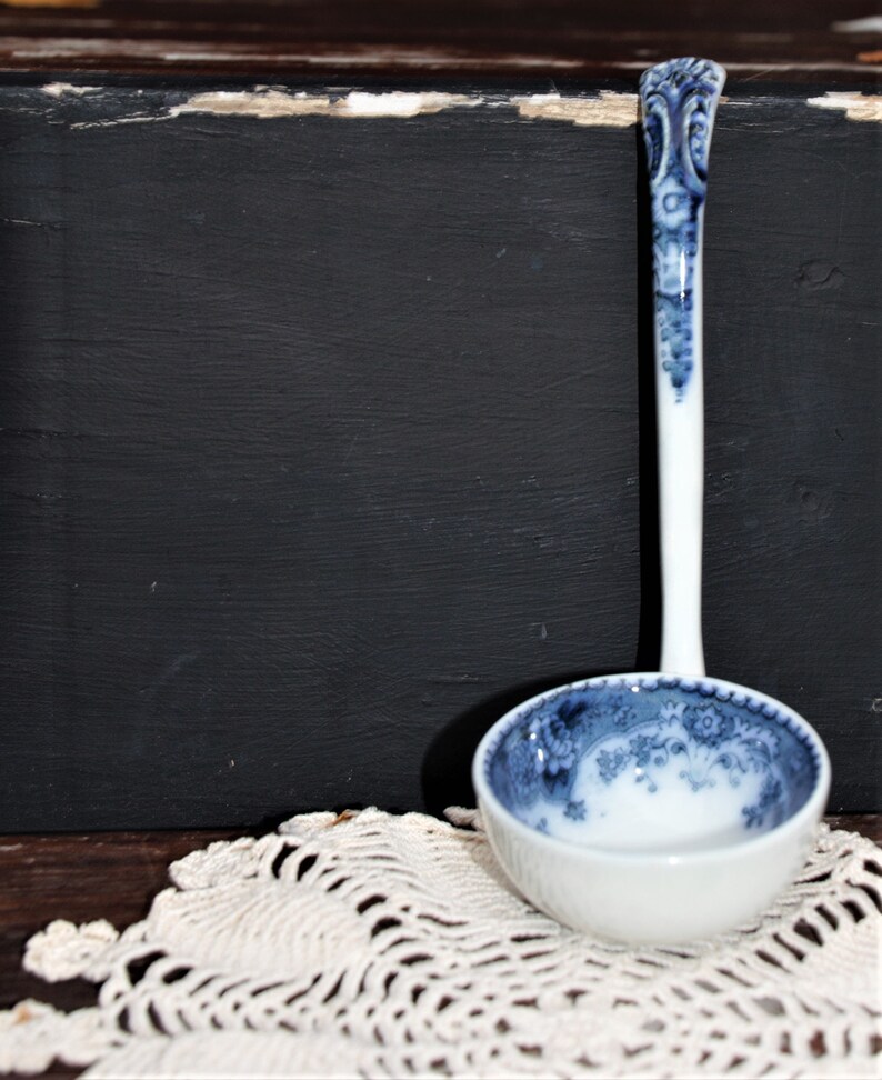 Antique Delft Blue and White Ceramic Soup Ladle Etsy