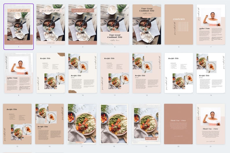 May include: A cookbook with a beige and white cover featuring a photo of a bowl of food with green beans, tomatoes, and rice. The title of the cookbook is "Your Great Cookbook Title".
