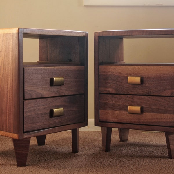 Pair of Walnut Nightstands