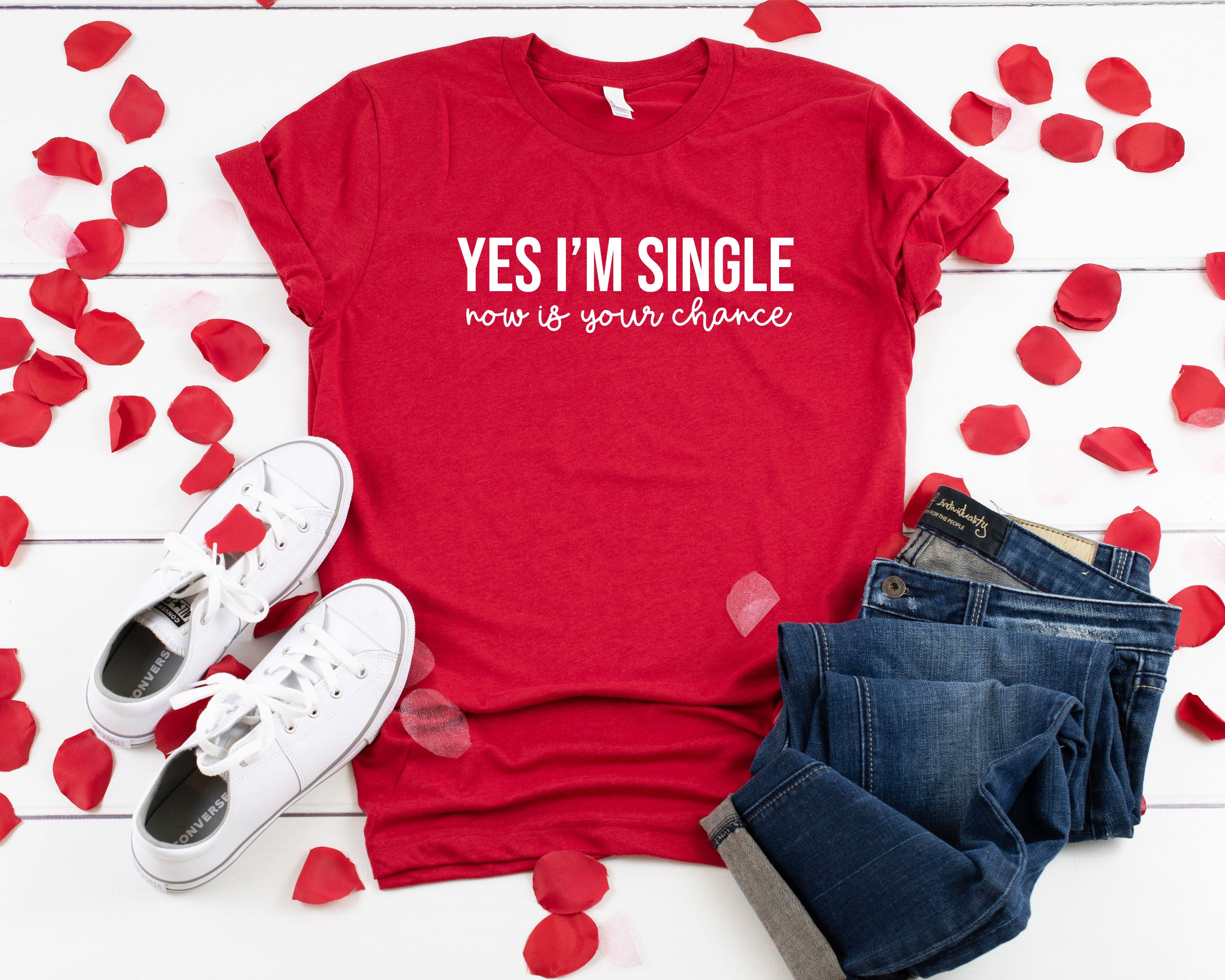 Discover Yes I'm Single Shirt, Funny Valentines Day Shirt, Valentines T-Shirt