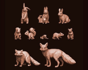 Animal Set 3 - Forest Animals - 3D Printed - 35, 54 or 75mm scale