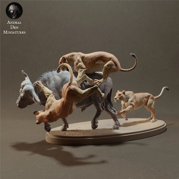 Garde d'honneur en impression 3D - Animal Den Miniatures - Chasse à la lionne