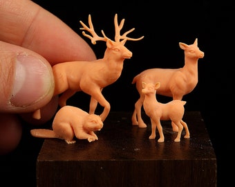 Animal Set 8 - Forêt européenne - Imprimé en 3D - Échelle de figurines 1/50, 1/33 et 1/24 - NON PEINT !