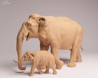 3D-Print Honourguard - Animal Den Miniatures - Indian Elephants Variants - 1/50-1/32-1/24 - Unpainted