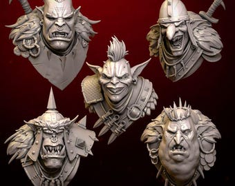 3D-Print Honourguard - BS Sculpt - Different Orc Academic Busts - 60mm Height