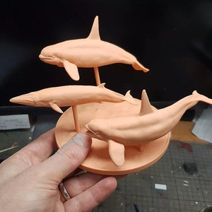 Guarda de Honra com Impressão 3D - Miniaturas de Toca de Animais - Baleia Assassina e Baleia Minke - SEM PINTURA!