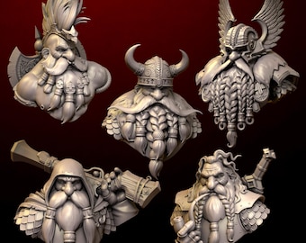 3D-Print Honourguard - BS Sculpt - Different Dwarf Academic Busts - 1/10 Scale