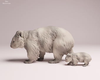 3D-Print Honourguard - Animal Den Miniatures - Wombat Set (3 models) - 1/50-1/32-1/24 - Unpainted