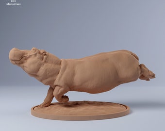 3D-Print Honourguard - Animal Den Miniaturen Hippo - Verschiedene Optionen - UNBEMALT