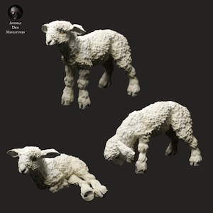 3D-Print Honourguard - Animal Den Miniatures - Farm Animals - Longwool Sheep Lambs Set - UNPAINTED!