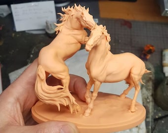 Garde d'honneur imprimée en 3D - Animaux miniatures - Chevaux camarguais - NON PEINT