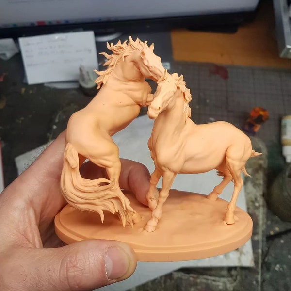 3D-Print Honourguard - Animal Den Miniatures - Camargue Horses - UNPAINTED
